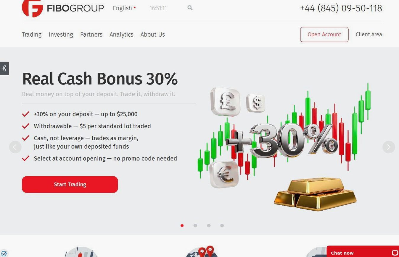 Screenshot of the FIBO Group website