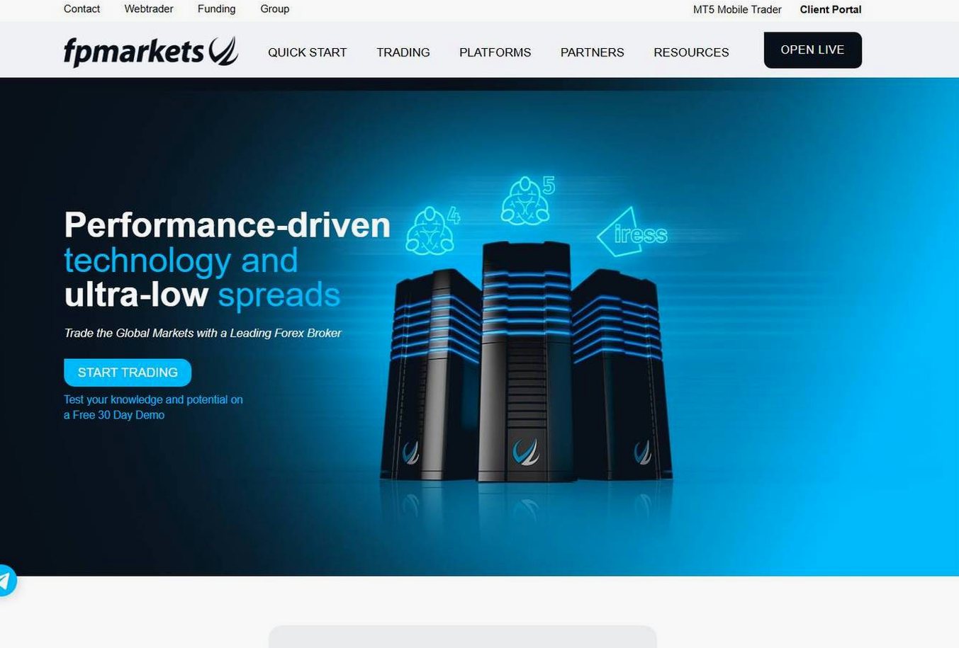 Screenshot of the FP Markets website