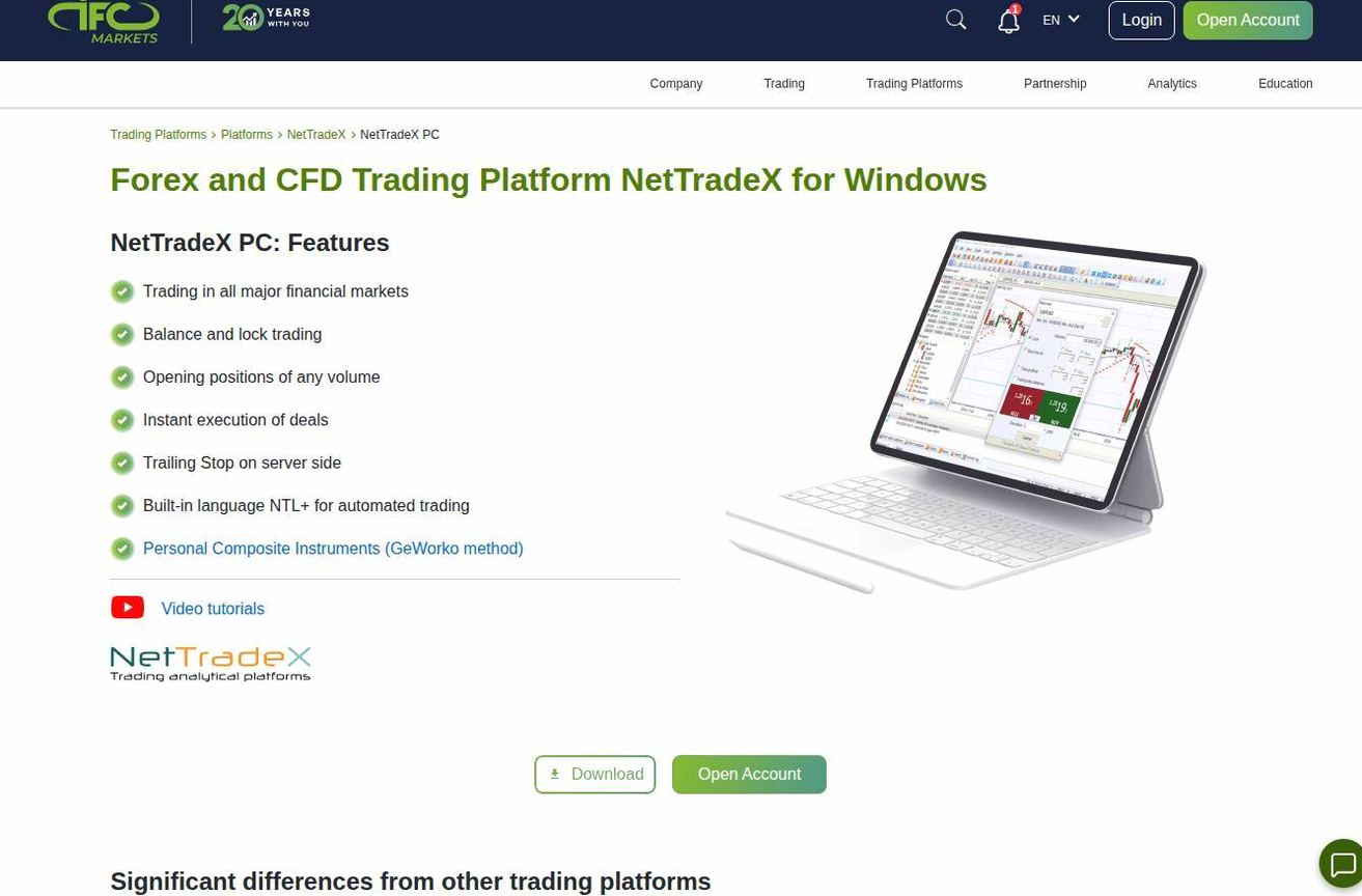 The platform page on the IFC Markets website