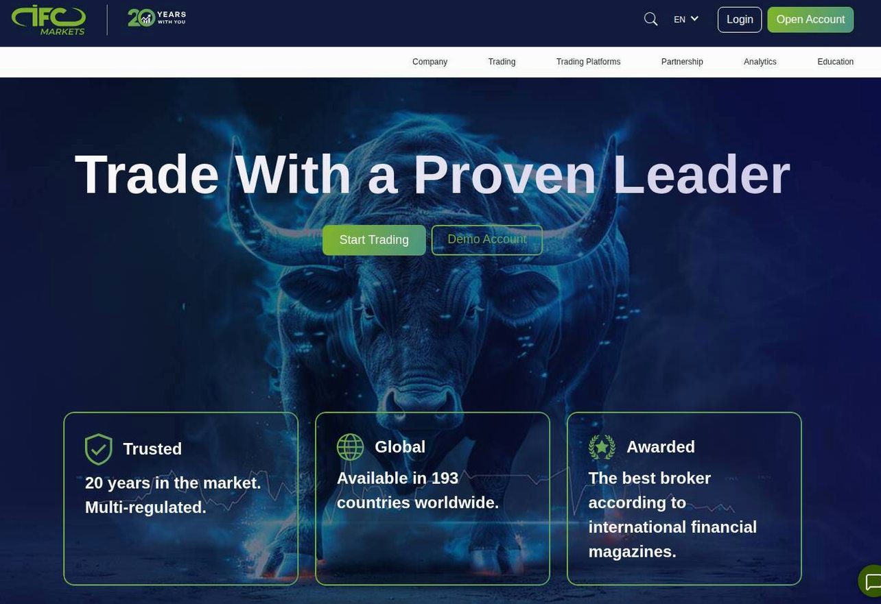 Screenshot of the IFC Markets website