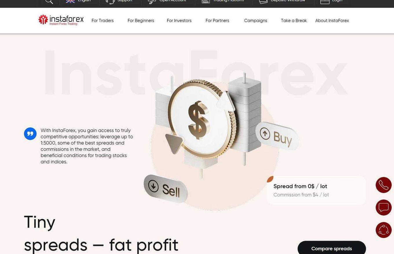 Screenshot of the InstaForex website