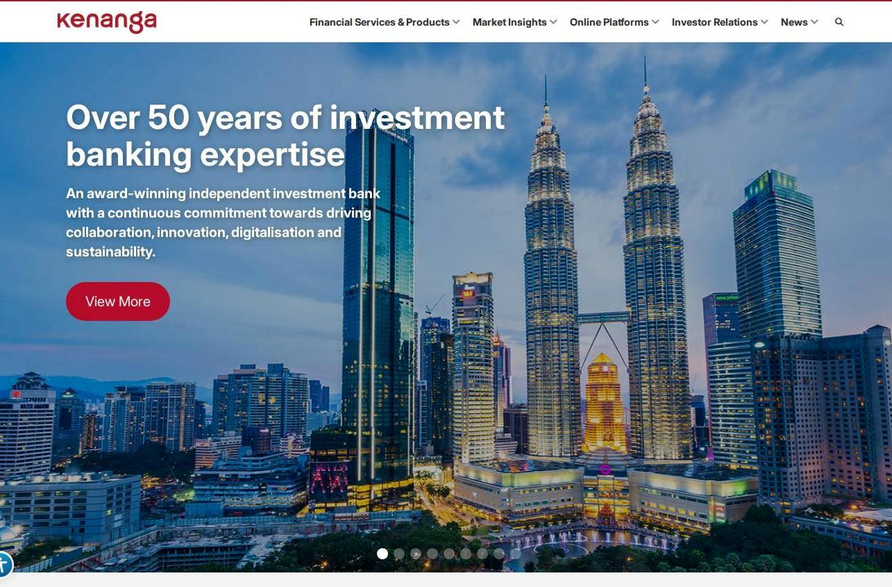 Screenshot of the Kenanga Investment Bank website