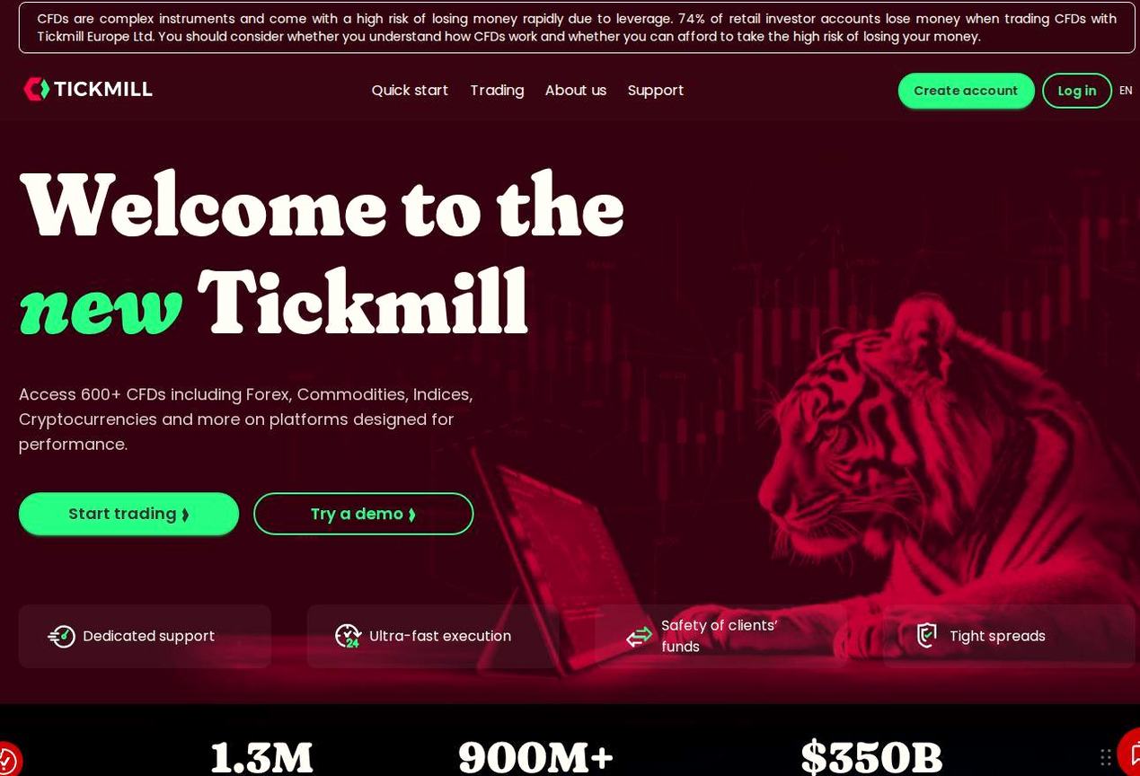 The platform page on the Tickmill website