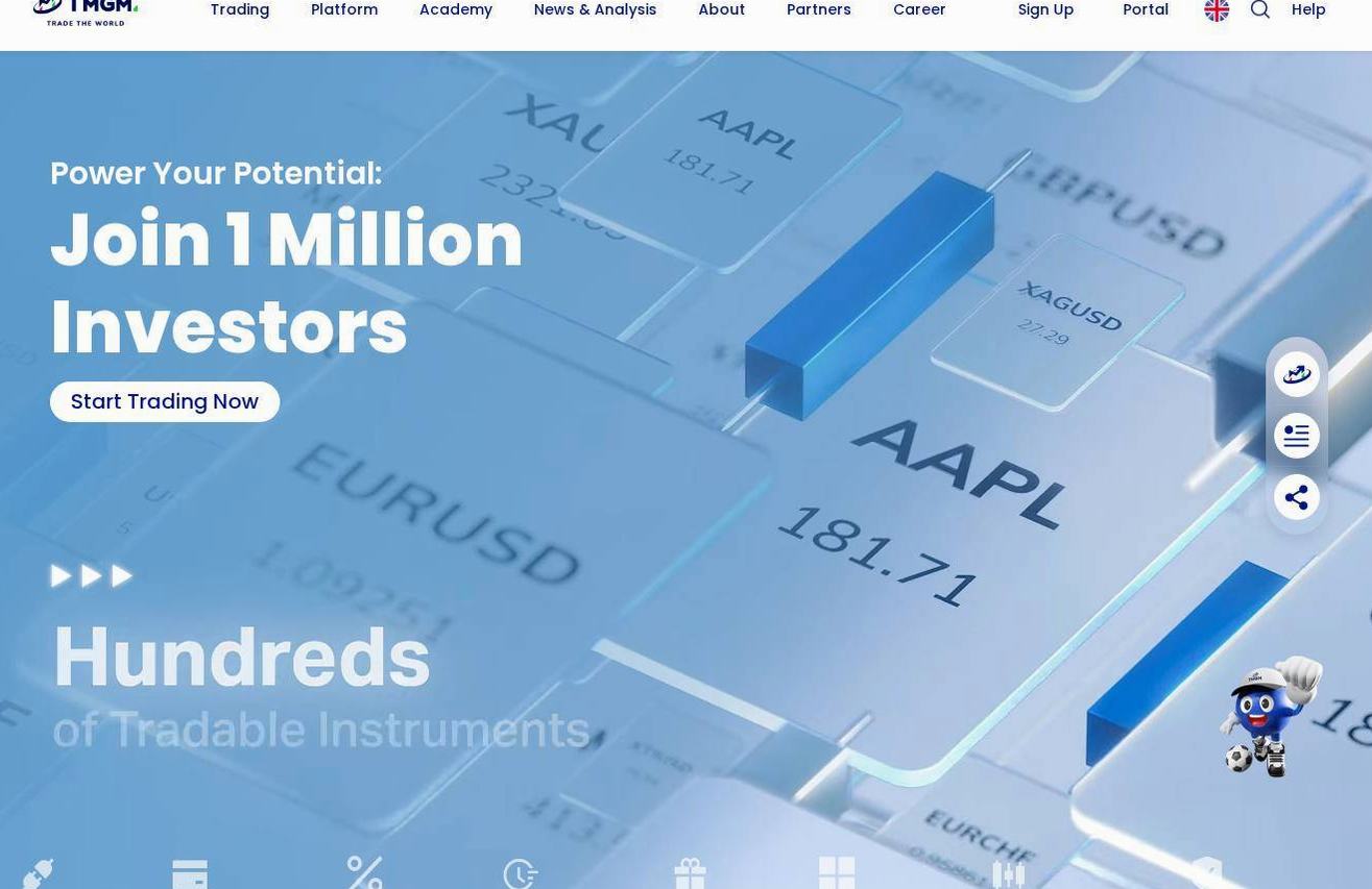 Screenshot of the TMGM website