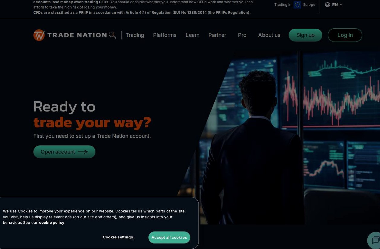The platform page on the Trade Nation website